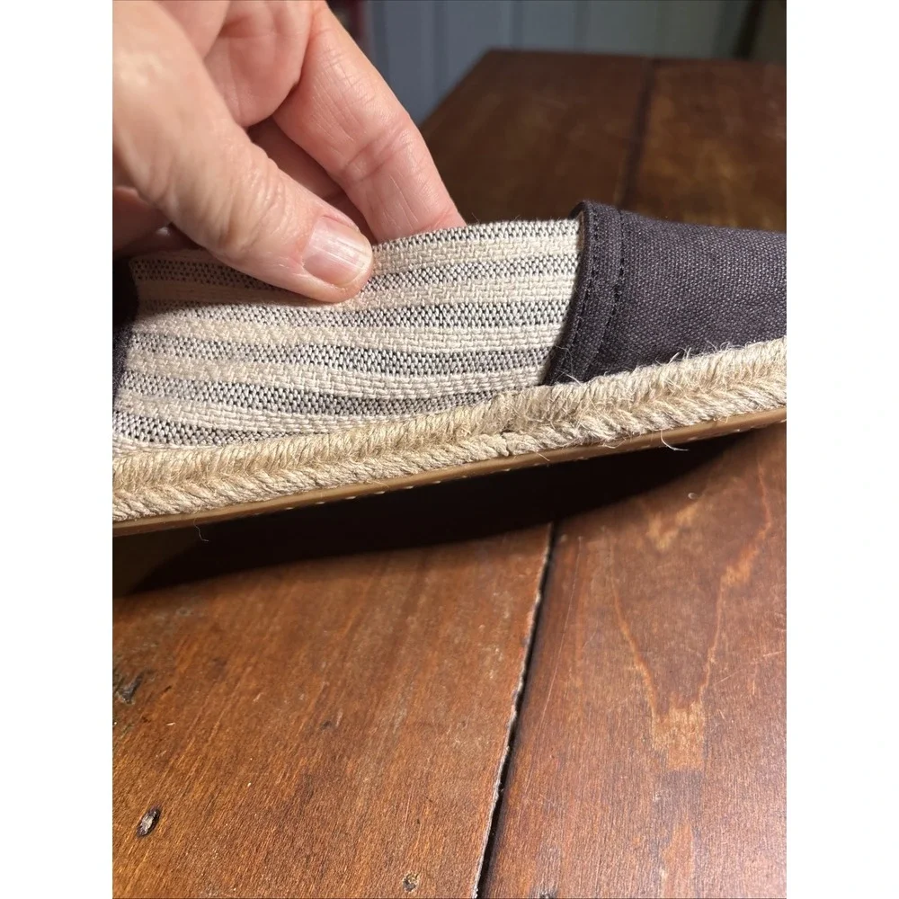 Toms Alpargata Espadrille Black/ Striped Flats Shoes Womens Size 9